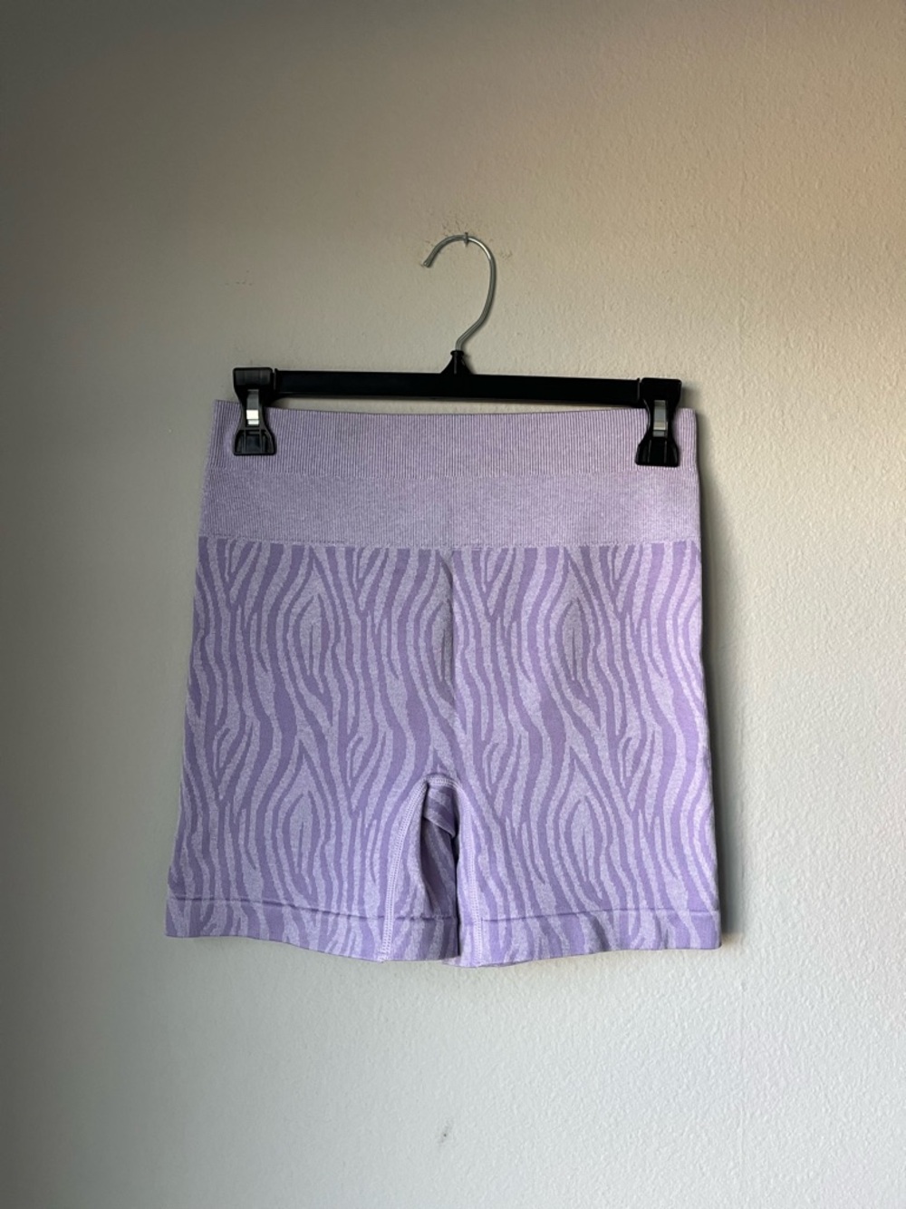 Brand New Seamless Lilac Zebra-Print Bike Shorts